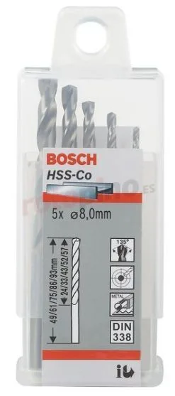 Brocas Metálicas HSS-Co, DIN 338 Bosch 2608585898 » Rotopino.es