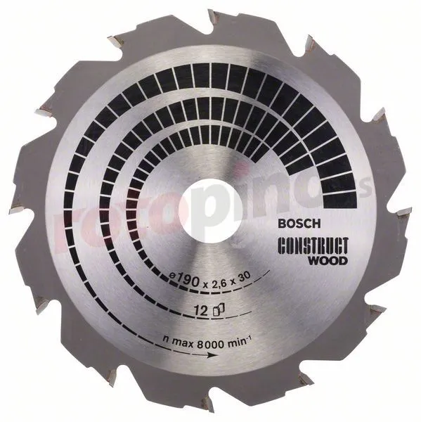 Hoja De Sierra Circular Construct Wood 190x30mm T12 Bosch Construct Wood » Rotopino.es