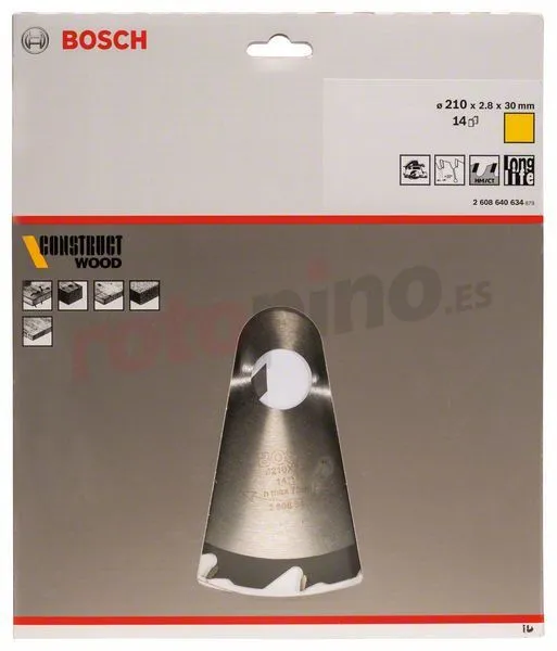 Hoja De Sierra Circular Construct Wood 210x30mm T14 Bosch » Rotopino.es - Imagen 2