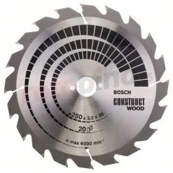 Hoja De Sierra Circular Construct Wood 250x30mm T20 Bosch » Rotopino.es