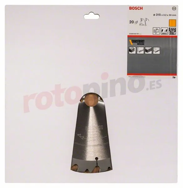 Hoja De Sierra Circular Construct Wood 315x30mm T20 Bosch 2608640701 » Rotopino.es - Imagen 2