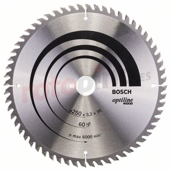 Hoja De Sierra Circular Optiline Wood 250x30mm T60 Bosch 2608640729 » Rotopino.es