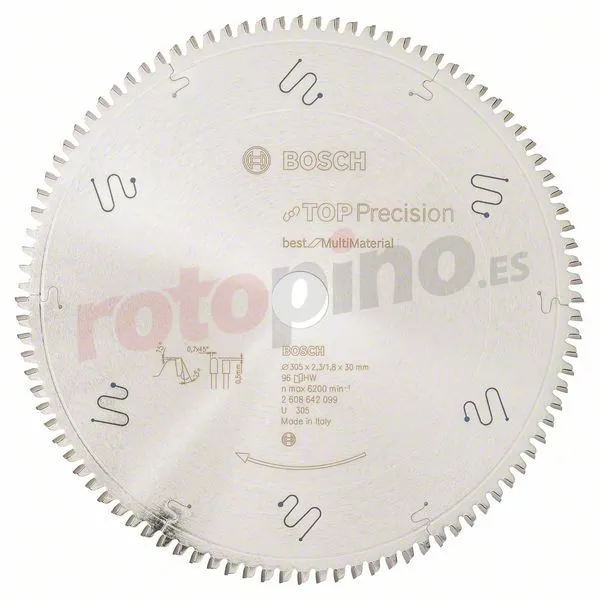 Hoja De Sierra Circular Top Precision Best For Multi Material 305x30mm T96 Bosch » Rotopino.es