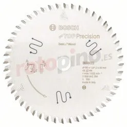 Hoja De Sierra Circular Top Precision Best For Wood 165x20mm T48 Bosch » Rotopino.es