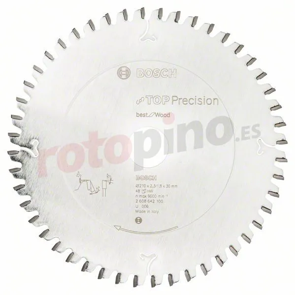 Hoja De Sierra Circular Top Precision Best For Wood 210x30mm T48 Bosch » Rotopino.es