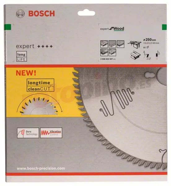 Hoja De Sierra Expert For Wood 250x30mm Z80 Bosch 2608642507 » Rotopino.es - Imagen 2